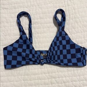 Skatie Blue Checkered Bikini Top